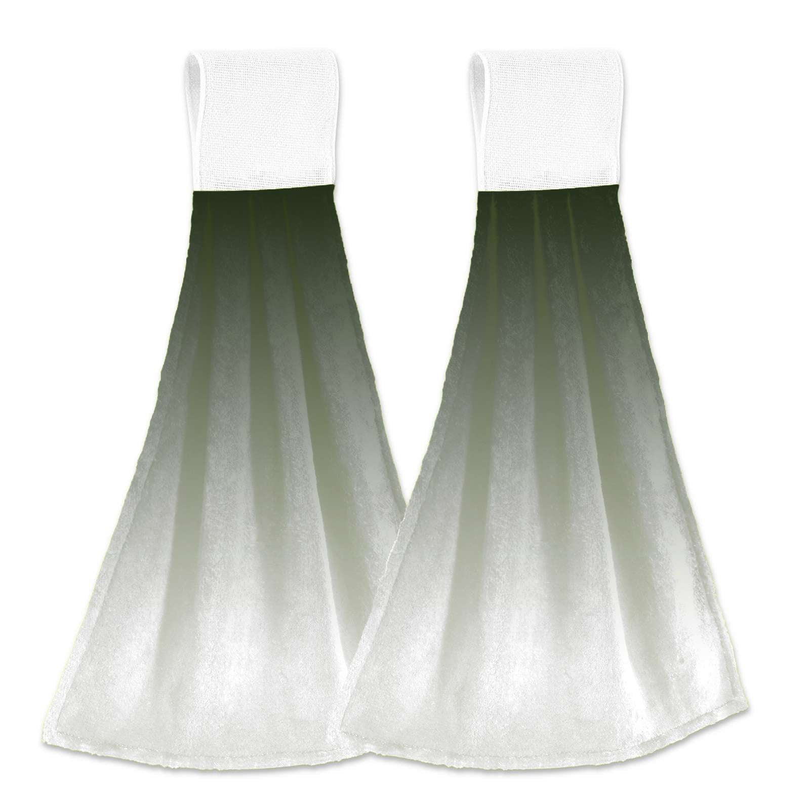 Aesthetic Bottle Green and White Gradient Hanging Kitchen Hand Towels Sets with Loop Hand Towels ...