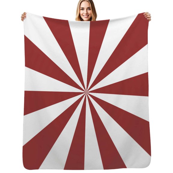 Aesthetic Brown Red and White Sunburst Flannel Blanket Warm Soft Bedding Throws Winter Camping Chair Sofa Bed