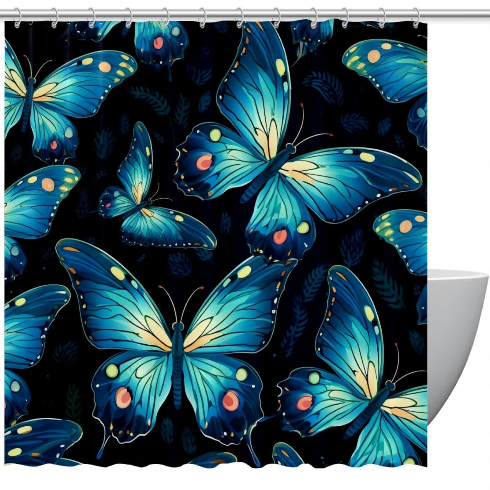 Aesthetic Butterflies and Flowers Colorful Pattern Shower Curtain for