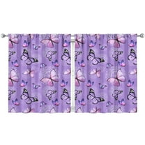 Aesthetic Butterfly Lovers Kitchen Curtains 2 Pack - 52x63 Inch Tier Curtains, Colorful Floral Pattern, Rod Pocket Farmhouse Style