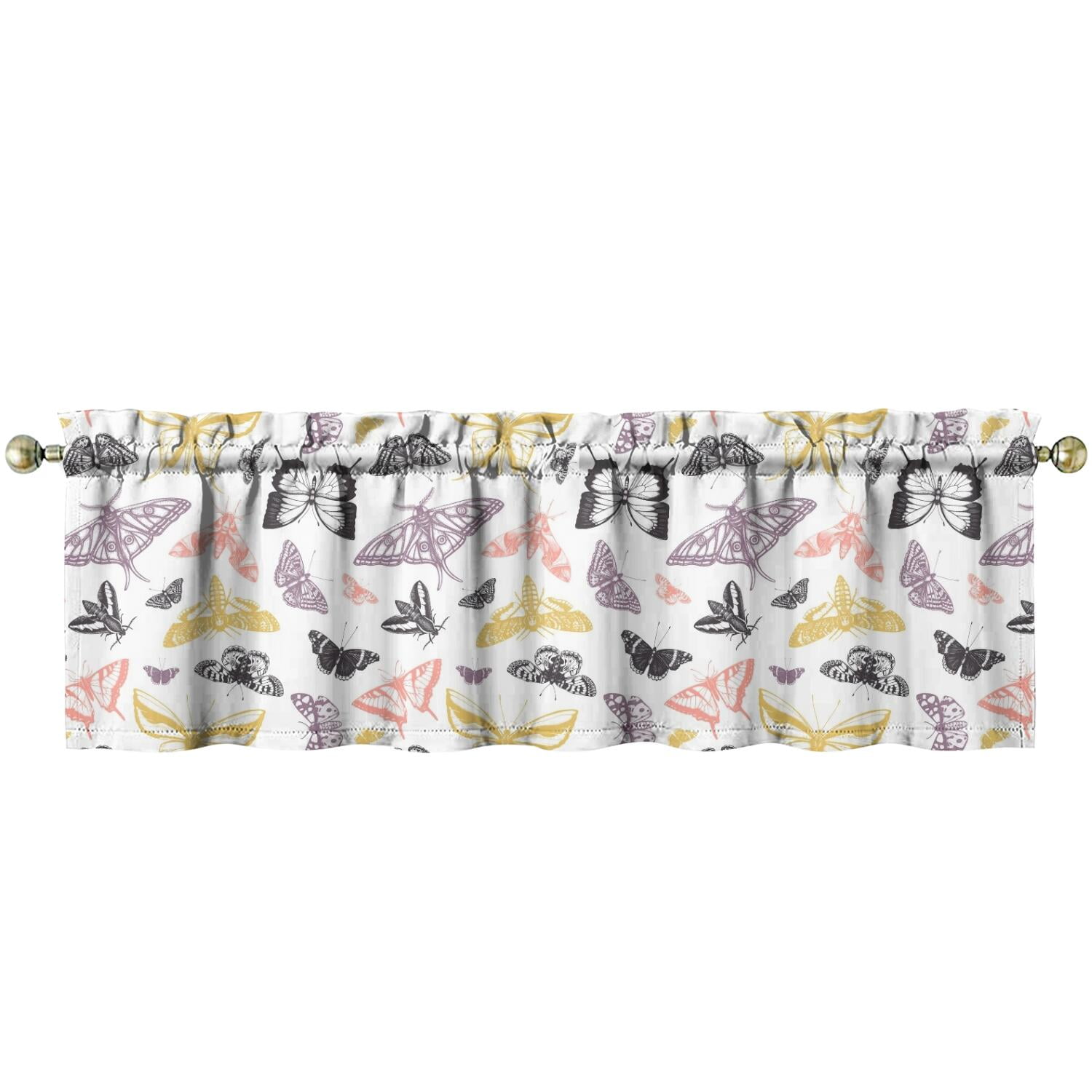 View of Aesthetic Butterfly Lovers Valance - 54 Inch Solid Color Farmhouse ...