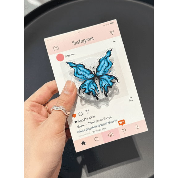 Aesthetic Butterfly Phone Grip, Soft Pastel Design, Trendy Holder