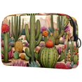 Aesthetic Cactus Flowers Seamless Pattern Women’s Cosmetic Bags, Large