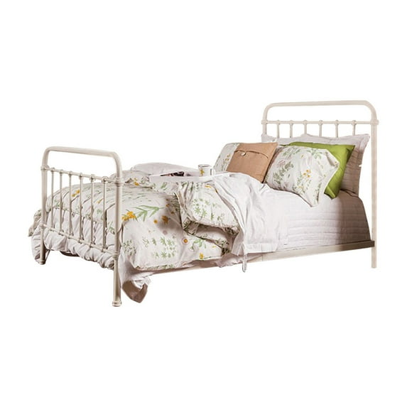 Aesthetic California King Metal Bed, Vintage White