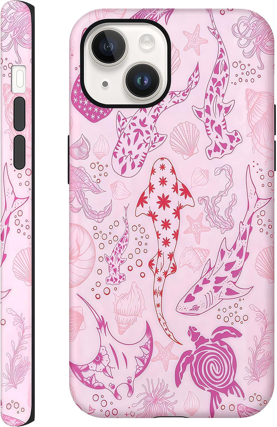 Aesthetic Cases For Iphone 15 Plus 14 Plus Pink Sharks Photo Inspiration
