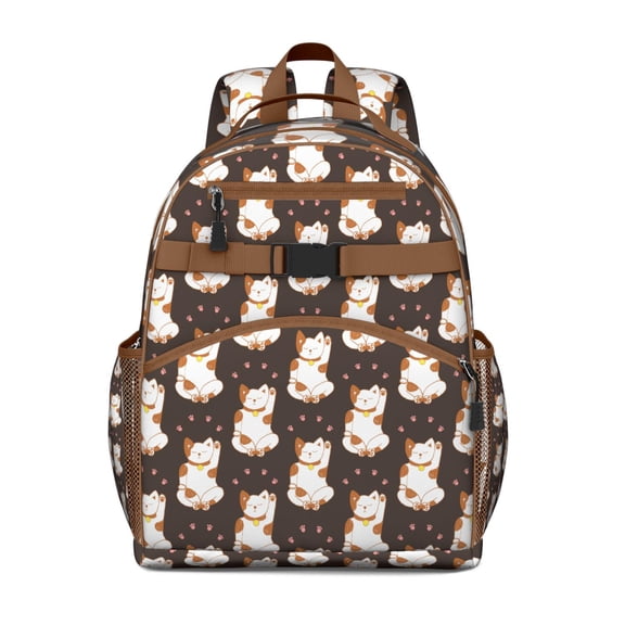 Aesthetic Cat Pattern School Backpack - Durable & Comfortable for Daily Wear