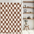 thumbnail image 1 of Aesthetic Checkerboard Grid Pattern Shower Curtain, Beige Caramel Brown Modern Shower Curtain Sets Decoration 71x71 Inch with Hooks, 1 of 6