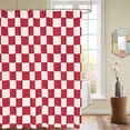 thumbnail image 1 of Aesthetic Checkerboard Grid Pattern Shower Curtain, Beige Red Modern Shower Curtain Sets Decoration 71x71 Inch with Hooks, 1 of 6