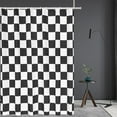thumbnail image 1 of Aesthetic Checkerboard Grid Pattern Shower Curtain, White Black Modern Shower Curtain Sets Decoration 71x84 Inch with Hooks, 1 of 6