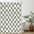 thumbnail image 1 of Aesthetic Checkerboard Grid Pattern Shower Curtain, White Sage Green Modern Shower Curtain Sets Decoration 71x84 Inch with plastic hooks, 1 of 6