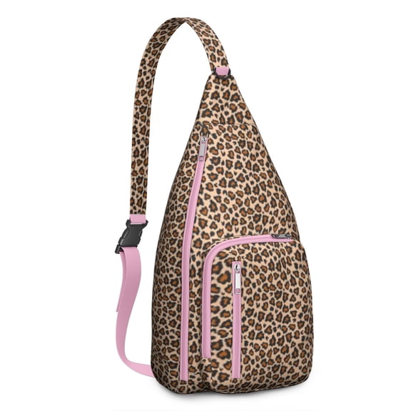 Aesthetic Cheetah Sling Backpack - Fashion Forward Spot Pattern, Layered Storage Shoulder Bag