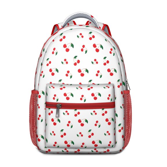 Aesthetic Cherry Illustration Backpack for Teens - Waterproof & Breathable Student Backpack with S-Shaped Shoulder Straps & Spacious Compartments