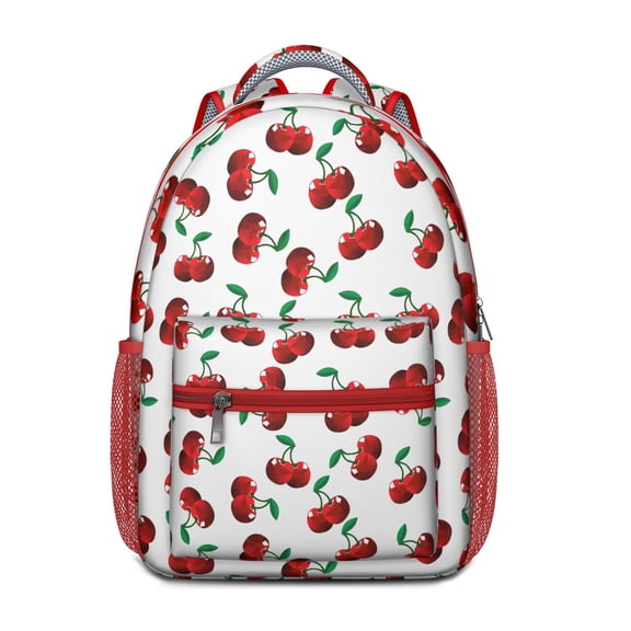 Aesthetic Cherry Illustration Backpack for Teens - Waterproof & Breathable Student Backpack with S-Shaped Shoulder Straps & Spacious Compartments
