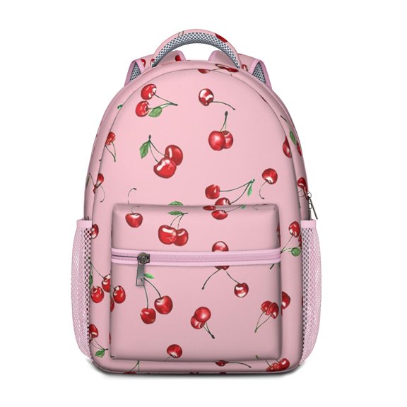 Aesthetic Cherry Illustration Backpack for Teens - Waterproof & Breathable Student Backpack with S-Shaped Shoulder Straps & Spacious Compartments