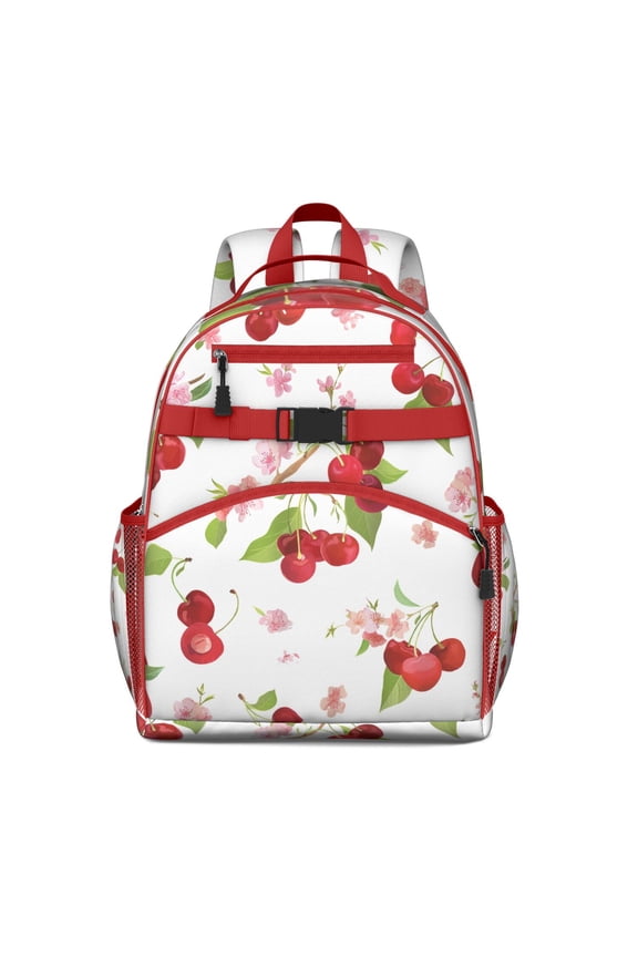 Aesthetic Cherry Illustration Travel Backpack - Durable Waterproof Student Bag with Multiple Pockets & Breathable Design