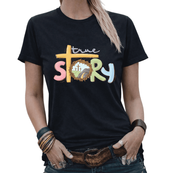 Aesthetic Christian Easter True Story Gift Graphic Tees Womans T shirt White/Black S-5XL Tops