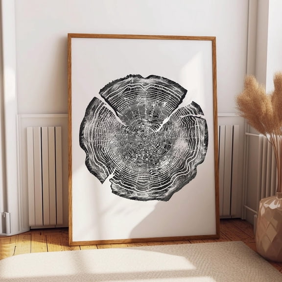 Tree Ring Print Vintage Tree Black And White Tree Ring Poster Wall Art, Modern Wall Decor, 16x24 UNFRAMED