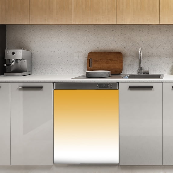 Aesthetic Chrome Yellow and White Gradient Dishwasher Magnet Cover Decorative Sticker for Home Cabinet Kitchen 23" x26"