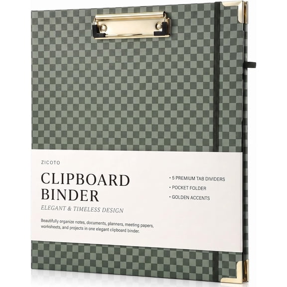 Aesthetic Clipboard Binder with Dividers - Document Organizer and Clipboard Folder for Work - Sturdy 3 Ring Binder & Planner Folio for Streamlined School Projects, Notes and Daily Office Productivity