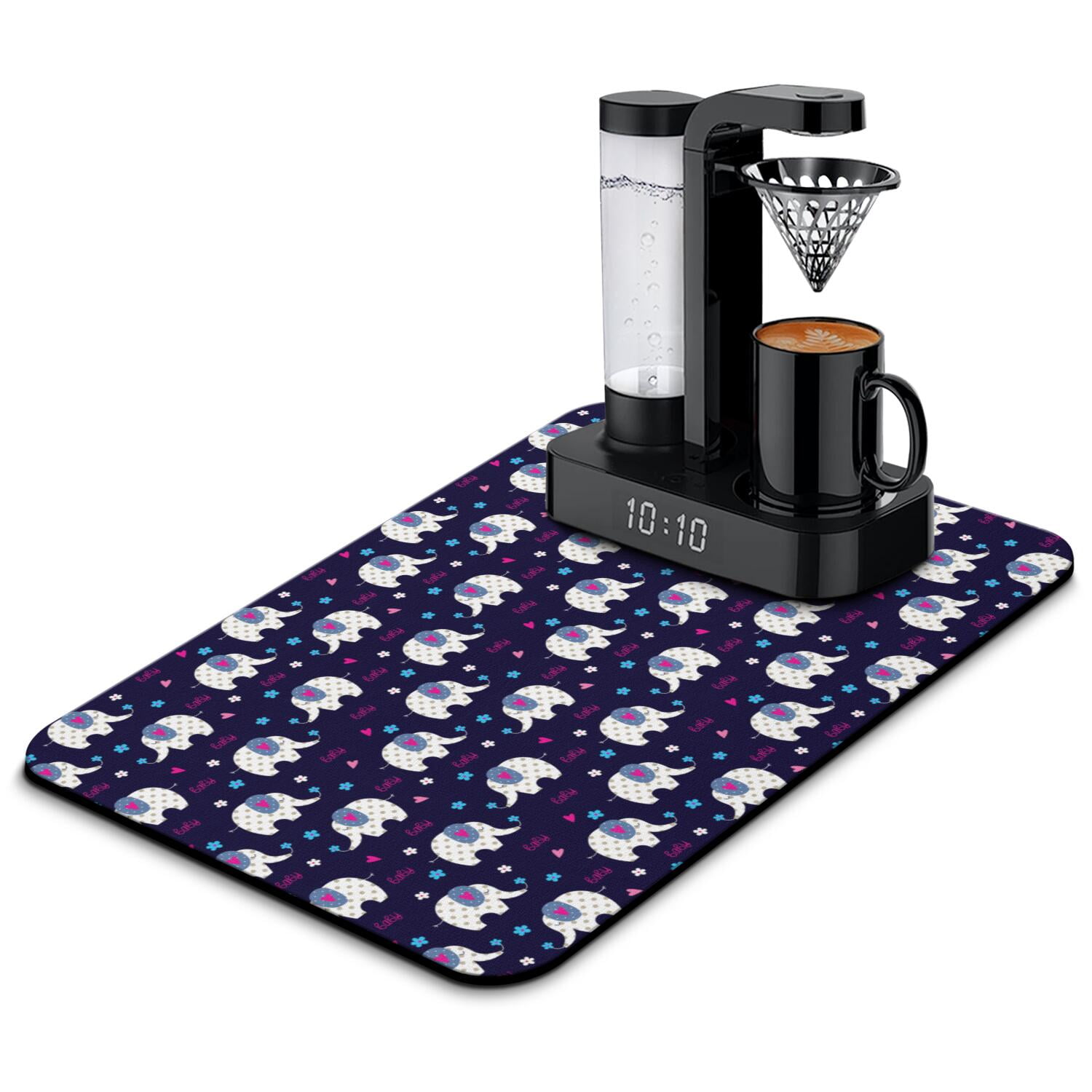 Aesthetic Coffee Bar Mat - Reusable Absorbent Mat - Watercolor Rainbow ...