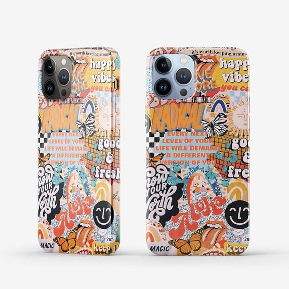 Aesthetic Collage Case for iPhone 15 Pro, Positive Quotes Pattern, Cool Trendy Smooth Bright Tough PC Case Compatible with iPhone 15 Pro