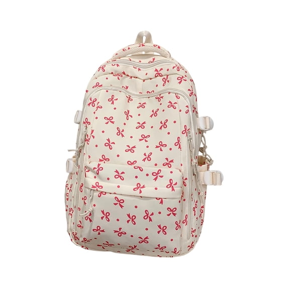 Aesthetic Corduroy Girls School Bow Backpack, Ergonomic Padded Strap Floral Rucksack, Large Capacity Women Flower Backpack for College Students Short Trips Leisure Walks (Pink)