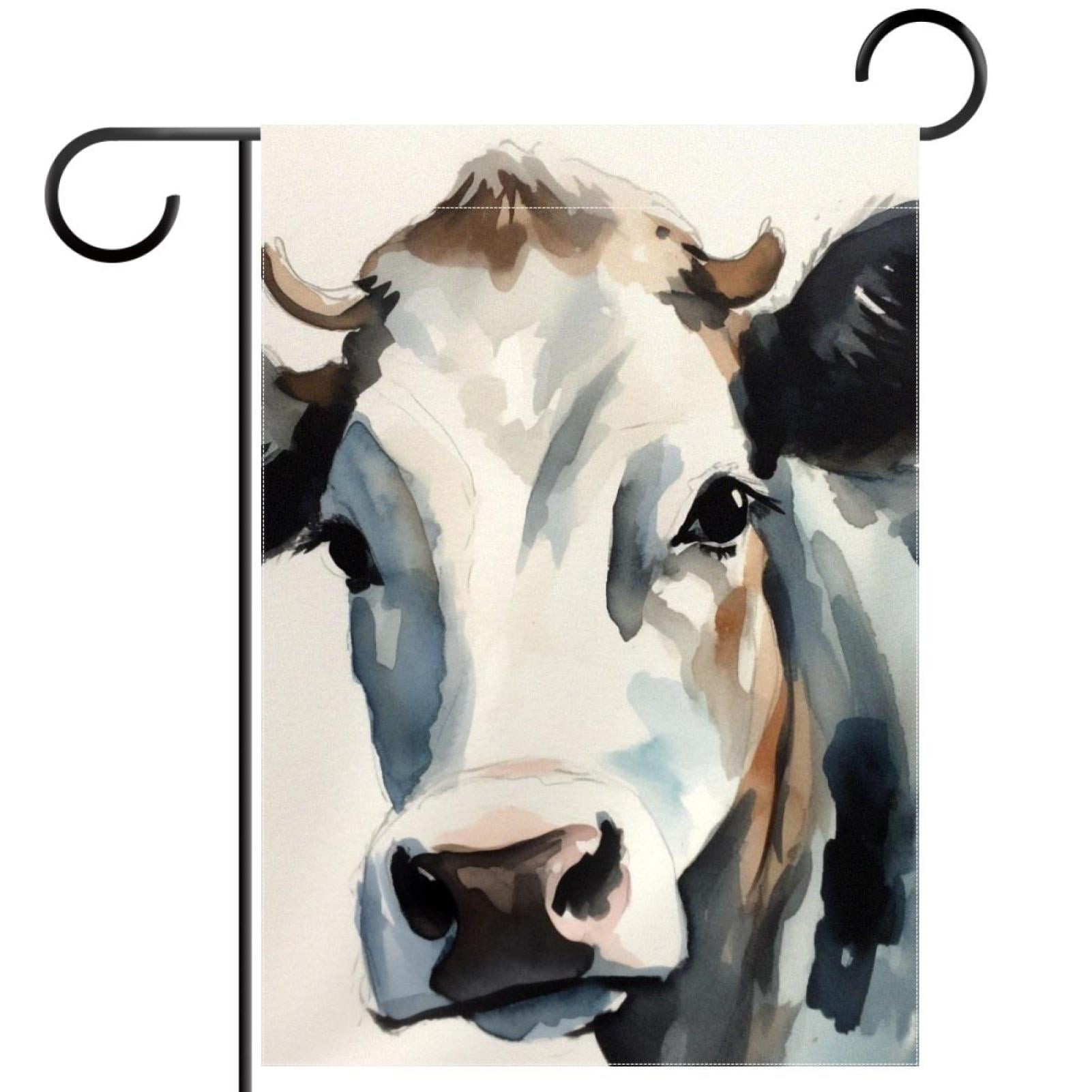 Aesthetic Cow Oil Painting Garden Flags, 12 x 18 Inch Double