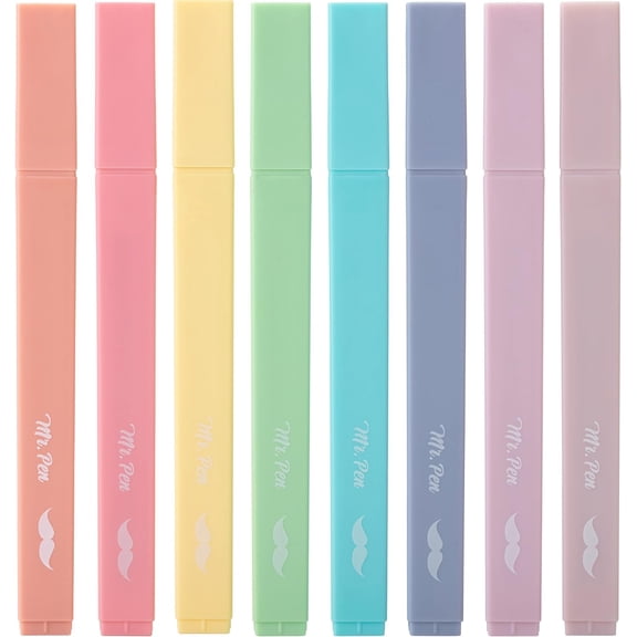 - Aesthetic Cute Pastel Highlighters Set, 8 pcs, Chisel Tip, Candy Colors, No Bd Bible Assorted Colors