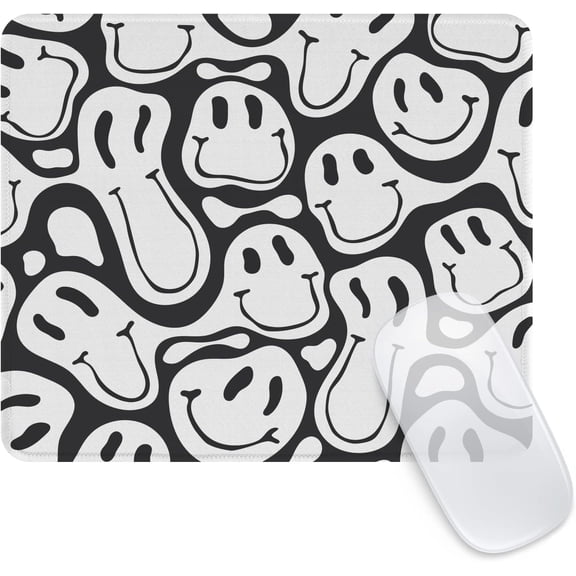 Aesthetic Cute Retro Smiley Mouse Pad,Office Home Personalized Mouse Mat Design,Non-Slip Rubber Base Computer Mouse Pads for Halloween Thanksgiving Day Christmas