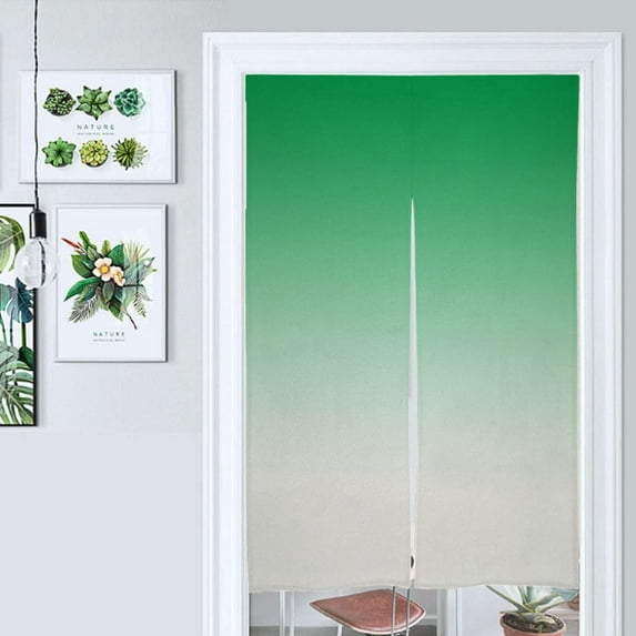 Aesthetic Dark Green And White Gradient Door Curtain Nordic Living Room DoorCurtain Porch Partition Curtain Kitchen Rative Half Curtain