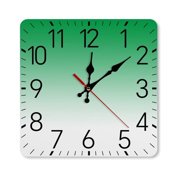 Aesthetic Dark Green And White Gradient Wall Clock Silent Non-Ticking For Home Office Decor, Decorative Clock Art