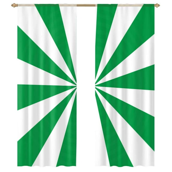 Aesthetic Dark Green And White Sunburst Tulle Curtains For Living Room Chiffon Sheer Voile Kitchen Bedroom Curtain Drapes