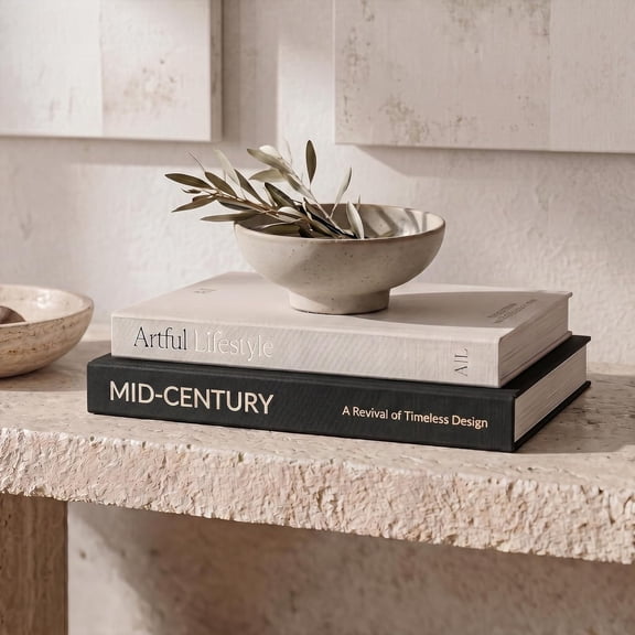 Aesthetic Decorative Books - Set of 2 Stylish Boxes Enhance Your Coffee Table, Bookshelf or Mantel Decor - Beautiful Fake/Faux Books for Modern Home Decoration, Photo Storage and as a Keepsake Box