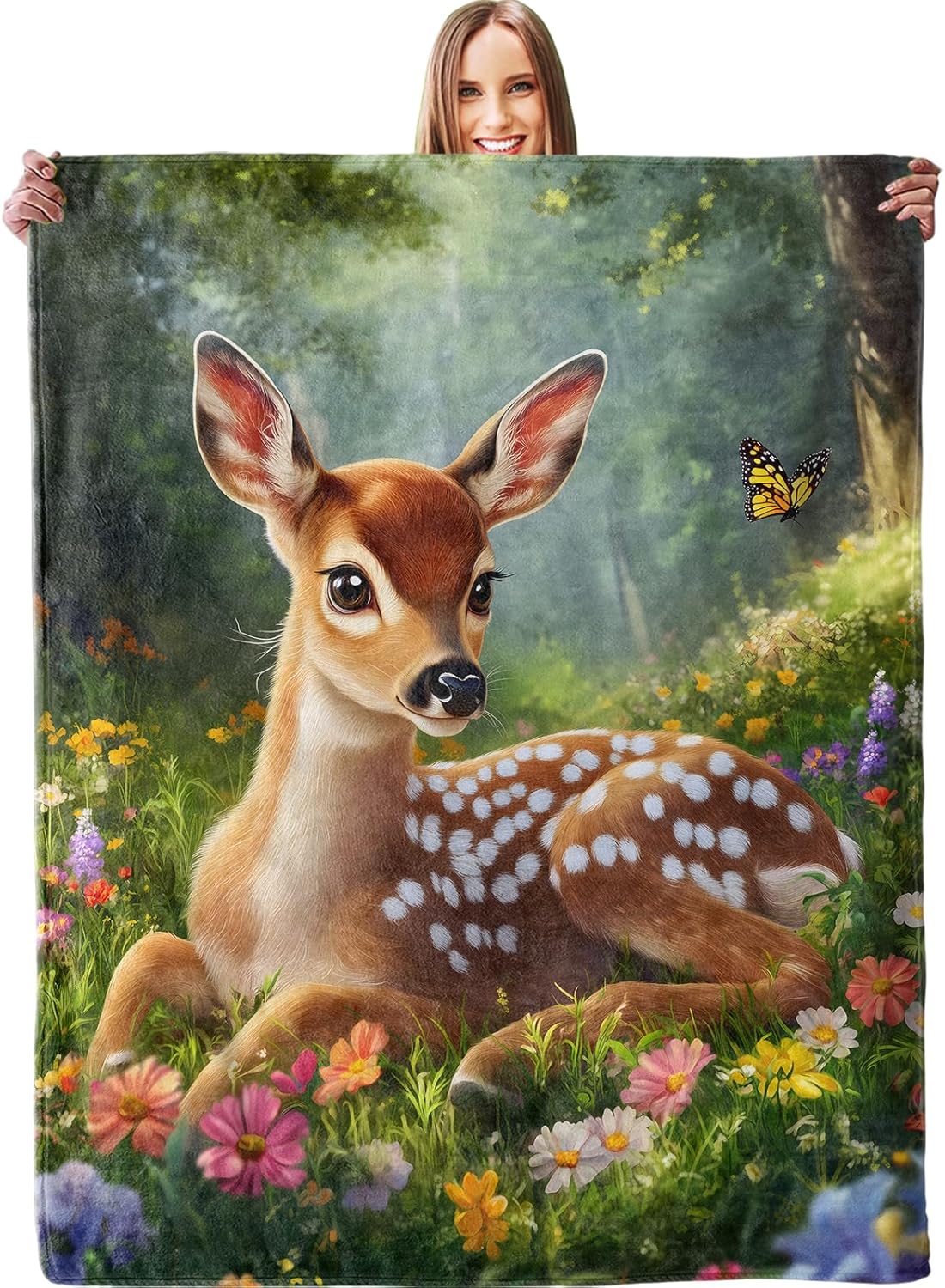 Aesthetic Deer Throw Blanket Plush, Soft, Comfy, Warm, Fuzzy, Cozy