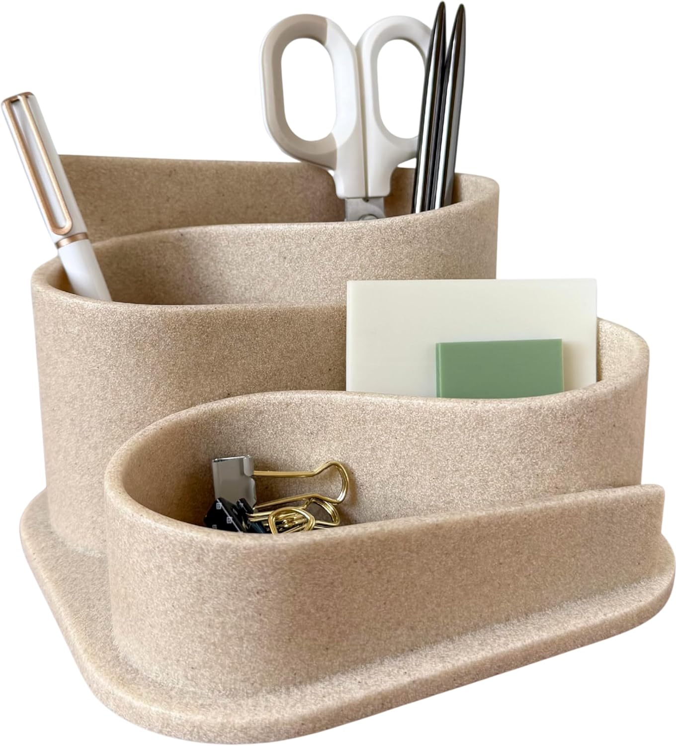 Aesthetic Desk Organizer – Aesthetic Office Desk Accessories – Boho Pen Holder – Neutral Beige Desk Accessories – Home Office Essentials for Women – Cute Pencil Holder, OAKOA