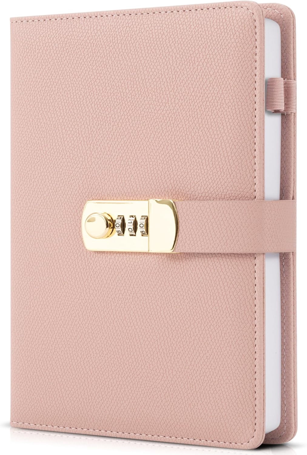Aesthetic Diary with Lock - Beautiful Leather Journal with Easy to Change Code Lock & Refillable Pages - Quality 8.5x5.6” Planner for Women with Bookmark & Pen Holder to Protect Thoughts & Memories
