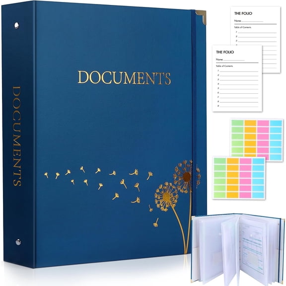 Aesthetic Document Organizer with 9 Pockets, 3 Ring Accordion Binder Folio Folders for Important Papers, A4 Letter Size Expanding File Storage Holder for Home, Office