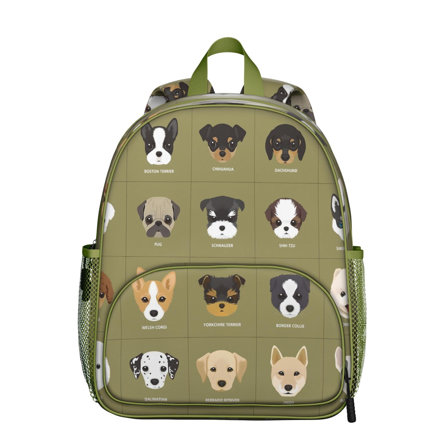 Aesthetic Dog Pattern Student Backpack – Cute Puppy Paw Print with Bone ...