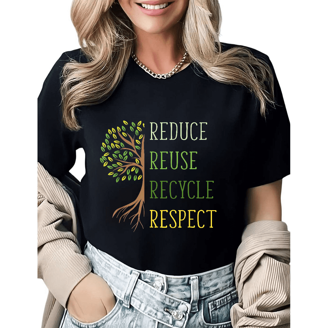Aesthetic Eco Friendly Gift Reduce Reuse Recycle Graphic Tees Womans T ...