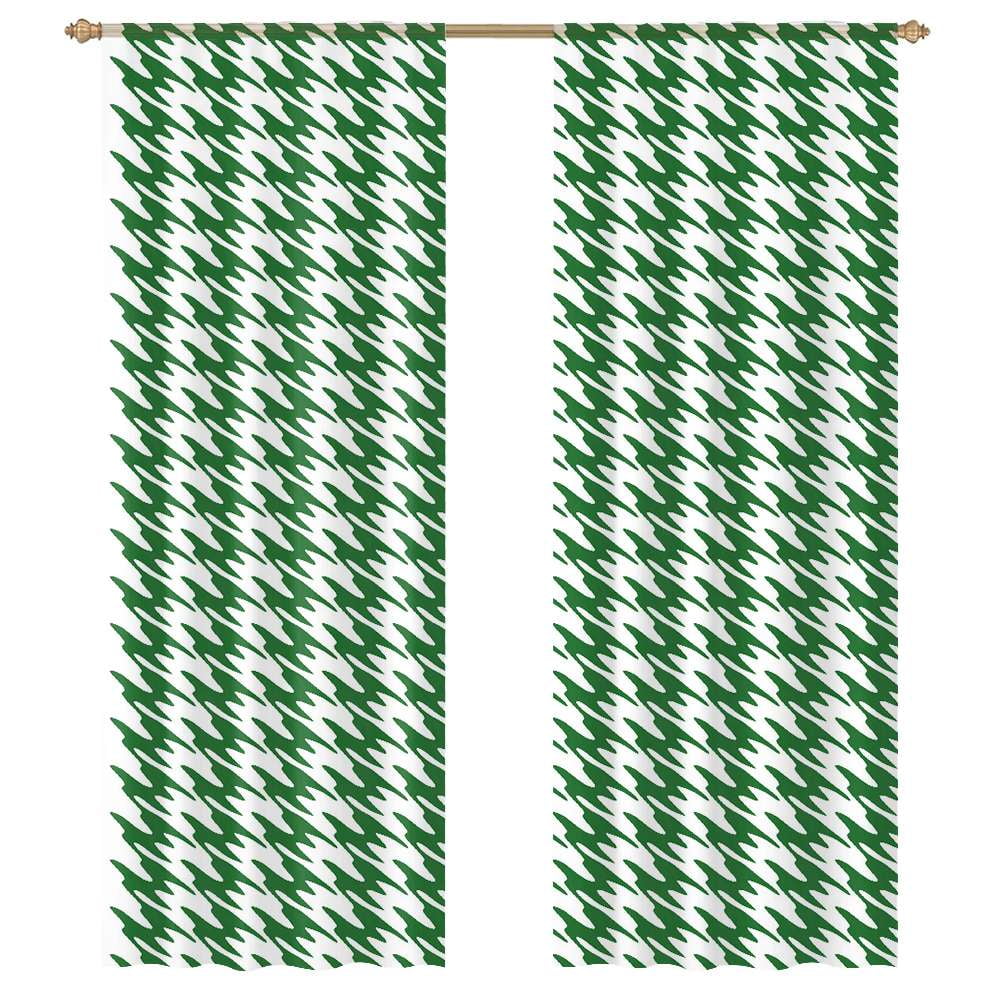 Aesthetic Emerald Green And White Ripple Modern Tulle Window Curtains ...