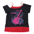thumbnail image 1 of Aesthetic Fake 2 Piece T-Shirt For Women Punk Rock Edgy Guitar Graphics Short Sleeve Off Shoulder Crop Top Streetwear, 1 of 13