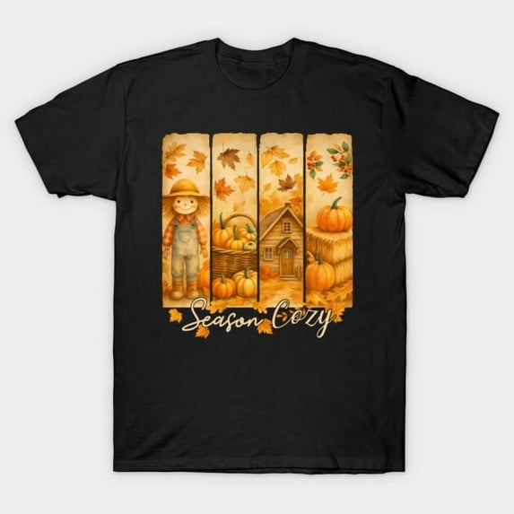 Aesthetic Fall Season Cozy Vibes Vintage Cute Winter Graphic, H10323 T-Shirt, for Men and Women, Up to Size 5XL