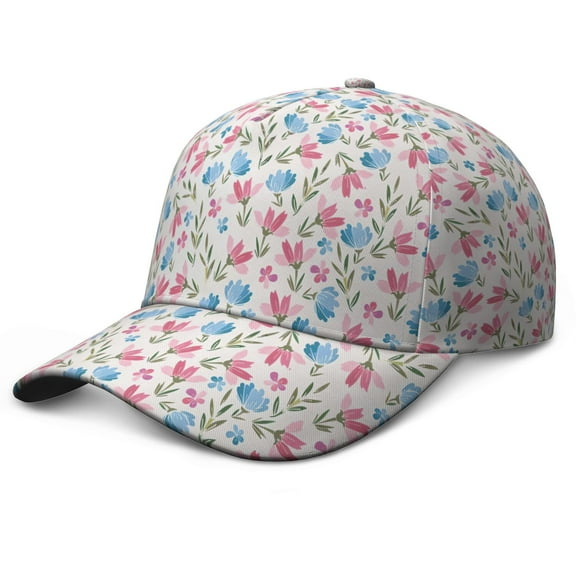 Aesthetic Floral Baseball Cap – Botanical Vintage Dad Hat with Watercolor Flower Pattern, Romantic Wildflower and Butterfly Illustration, Comfortable Snapback
