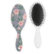 Aesthetic Floral Design Hair Brush, Boho Chic Detangling Brush with Tropical Flower and Leaves Pattern
