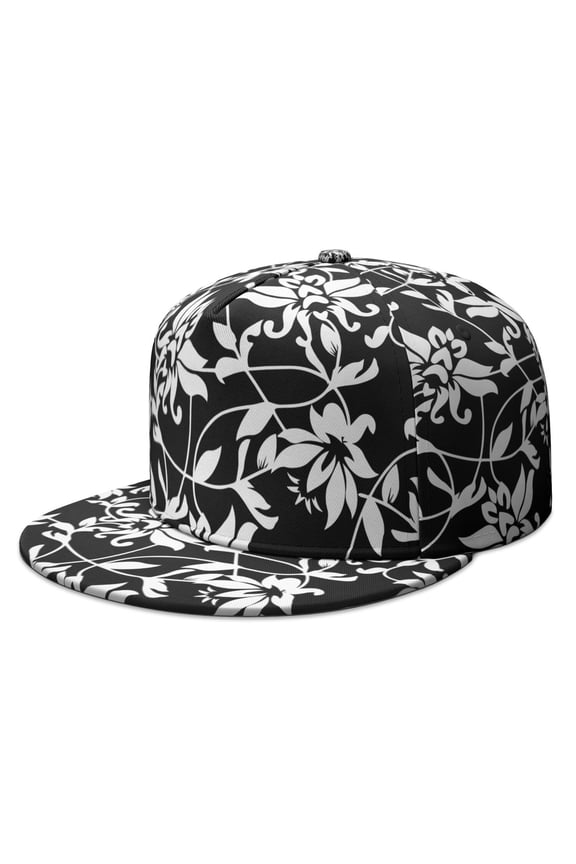 Aesthetic Floral Design Snapback - Flat Brim Hip Hop Baseball Hat
