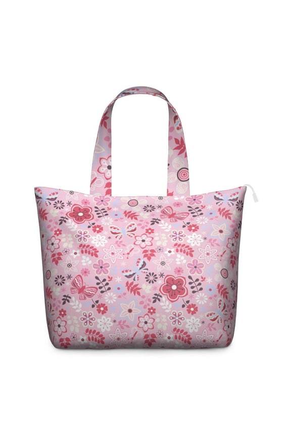 Aesthetic Floral Design Travel Bag Boho Watercolor Flower Pattern Weekender Tote, Lightweight, , Multiple Pockets