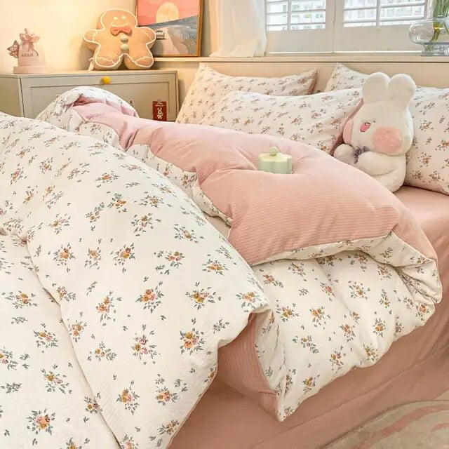 Aesthetic Floral Duvet Cover Twin Double Queen Bedding Set Shabby Chic ...