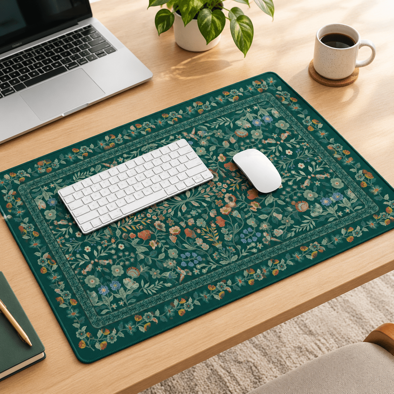 Aesthetic Flower Mouse Pad 23.6x13.7in Deep Green - Walmart.com