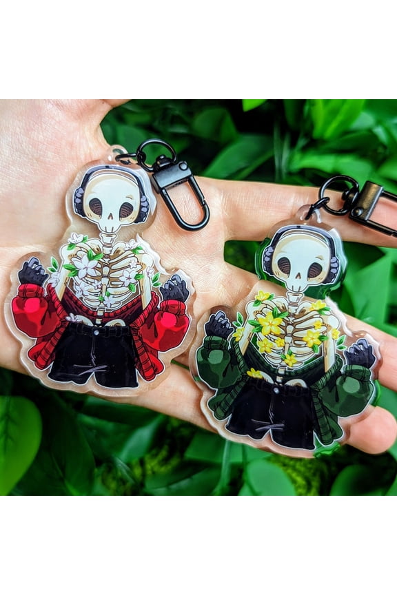 Aesthetic Flower Rib Skeleton Acrylic Keychain Cute Gothic Character Bag Charm
