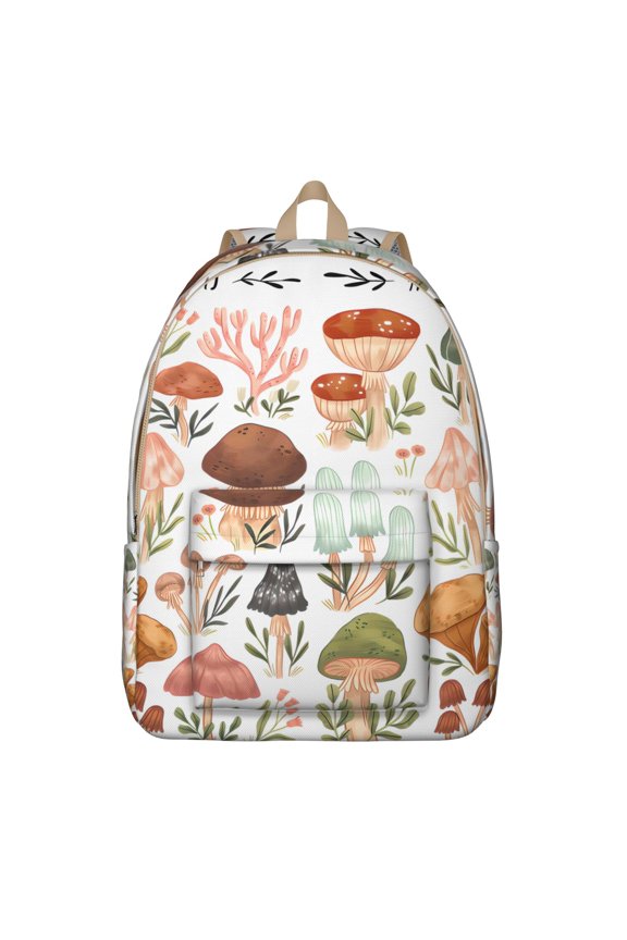 Aesthetic Fungi Backpack, Lightweight School Bag with Botanical Mushroom and Gothic Woodland Pattern